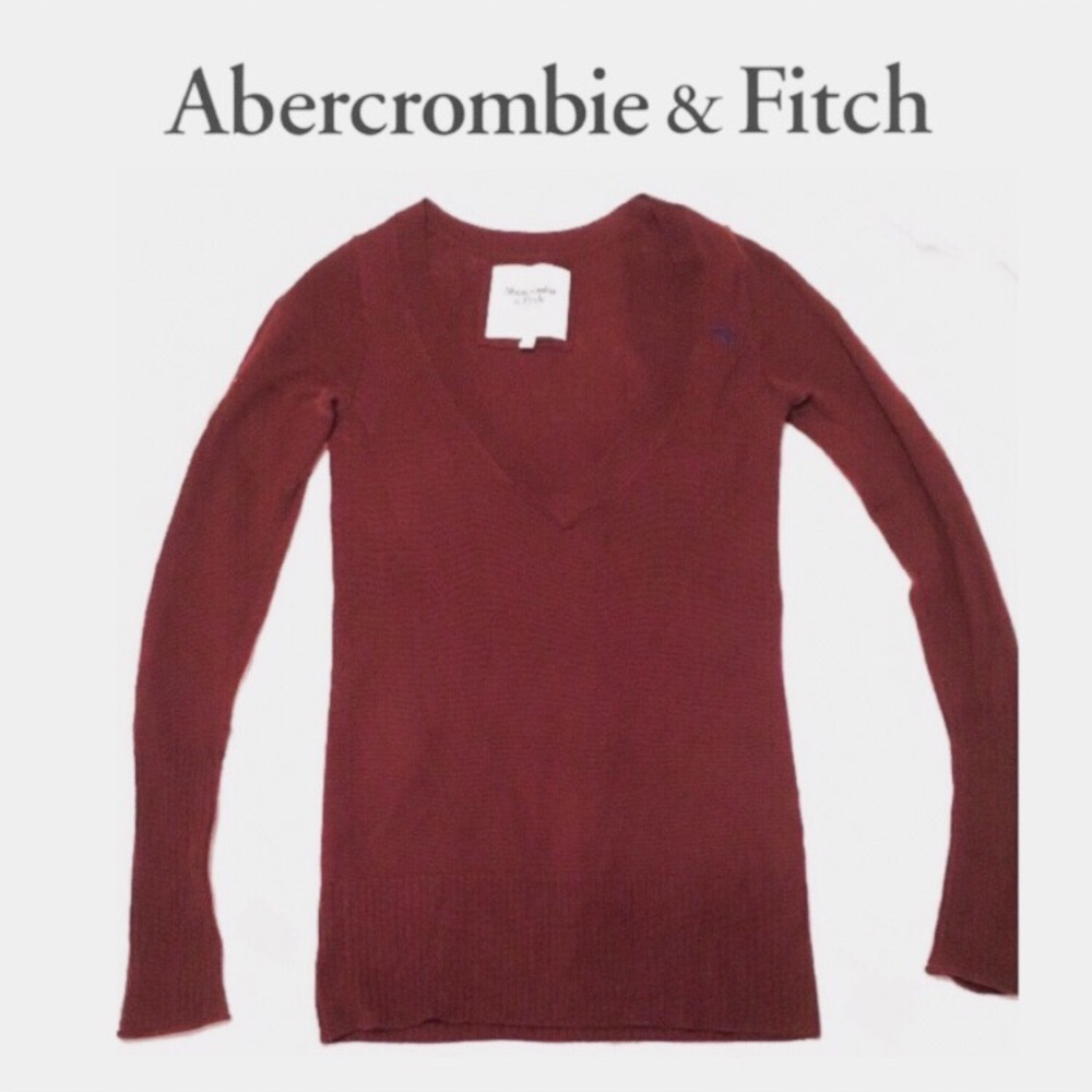 A&F Burgundy V-Neck Sweater, Size Small